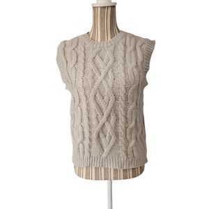 On 12 Th Woman Cable Knit Ribed Braid Desing Sweater - Gray Size M